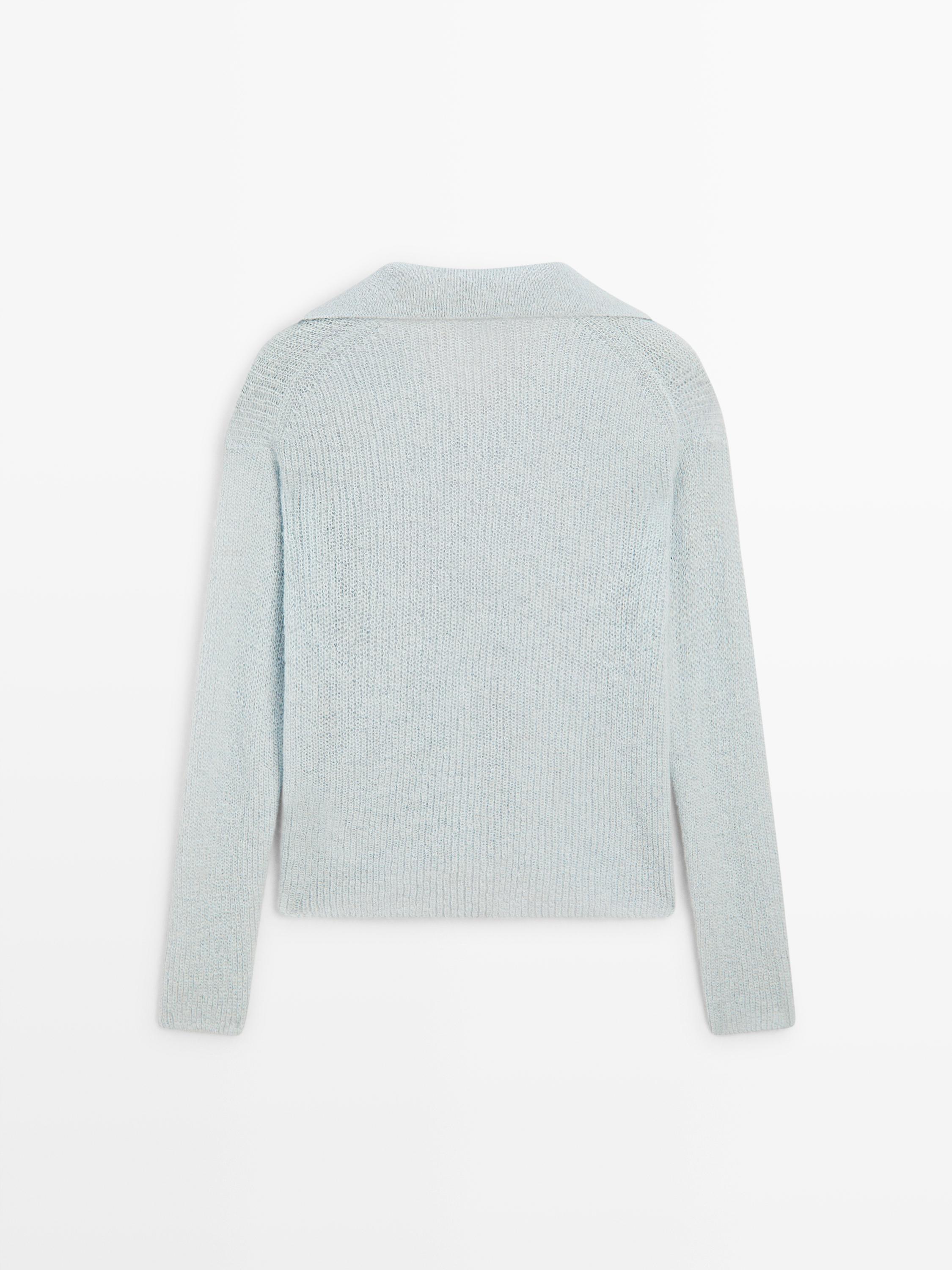 Alpaca blend knit polo sweater